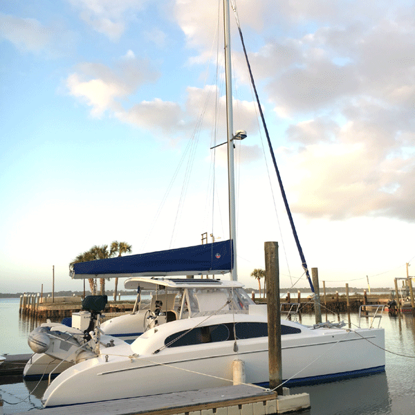AtDockAP_web Catamaran Sailboat at the Dock